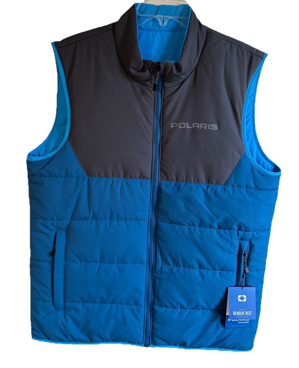 Polaris Men's Revolve Puffer Vest XL Black Blue Thinsulate Hiking Reversible NWT